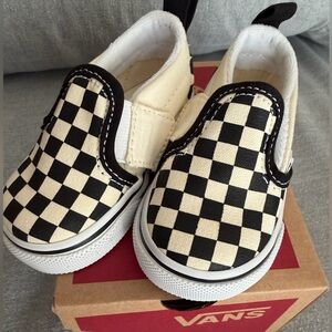 Vans Black and Cream Checkerboard Baby Slip-Ons